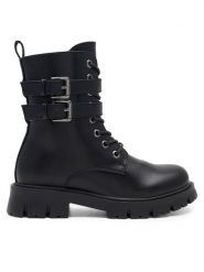 DeeZee Trapery CS5907-02 Czarny. Czarne kozaki dziewczęce DeeZee, bez wzorów, z tworzywa sztucznego, bez obcasa, bez zapięcia. Za 159.99 zł.