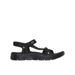 Sandały damskie Skechers Go Walk Flex Sublime. Czarne sandały damskie Skechers, bez wzorów, bez obcasa, bez zapięcia. Za 229.99 zł.