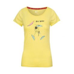 Koszulka damska Rafiki Jay. Żółte bluzki damskie RAFIKI, bez wzorów, sportowe, bez kołnierzyka, bez ramiączek. Za 212.55 zł.