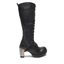 Kozaki NEW ROCK. Czarne kozaki damskie NEW ROCK, bez obcasa, na słupku, bez zapięcia. Za 1,159.00 zł.