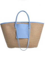 BLE Shopper bag w kolorze niebiesko-jasnobrązowym - 53 x 30 cm rozmiar: onesize. Brązowe shopper bag BLE, bez wzorów, z materiału, na ramię, bez dodatków. Za 61.17 zł.