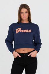 GUESS Granatowa bluza. Niebieskie bluzy damskie Guess, xs, z aplikacjami, bez kaptura. W wyprzedaży za 199.99 zł.
