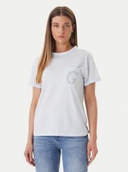 Guess T-Shirt W6GI17 K3037 Niebieski Regular Fit. Niebieskie t-shirty damskie Guess, m, z aplikacjami, z bawełny, bez kołnierzyka. Za 209.99 zł.