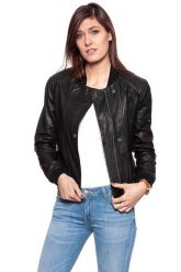 DAMSKA KURTKA SKÓRZANE WRANGLER LEATHER JACKET BLACK W4134ZC01 112128768. Czarne kurtki damskie Wrangler, l, bez wzorów, bez kaptura. W wyprzedaży za 299.99 zł.