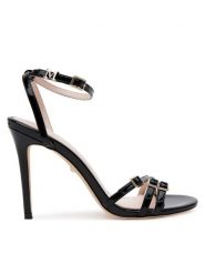 Marciano Guess Sandały 5GGZ27 7231A Czarny. Czarne sandały damskie Marciano Guess, z aplikacjami, ze skóry, bez obcasa, na szpilce, bez zapięcia. Za 549.99 zł.
