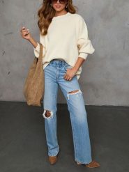 Milan Kiss Sweter w kolorze beżowym rozmiar: L. Brązowe swetry klasyczne damskie Milan Kiss, l, bez kołnierzyka. Za 192.79 zł.