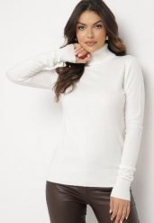 Biały Golf Sweter z Wiskozą i Kaszmirem Zailaya. Białe golfy damskie Born2be, bez wzorów, z jeansu, bez ramiączek. Za 69.99 zł.