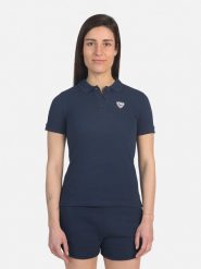 ROSSIGNOL Koszulka polo "Logo" w kolorze granatowym rozmiar: XS. Niebieskie koszulki damskie Rossignol, xs, bez wzorów, bez kołnierzyka, bez ramiączek. Za 148.61 zł.
