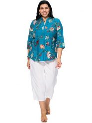 Aller Simplement Bluzka w kolorze niebieskim rozmiar: 46/48. Niebieskie bluzki damskie Aller Simplement, bez wzorów, z bawełny, bez kołnierzyka, bez ramiączek. Za 69.99 zł.