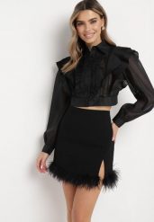 Czarna Spódnica Mini z Piórami Tengall. Czarne spódnice damskie Born2be, s, z aplikacjami, mini. Za 119.99 zł.