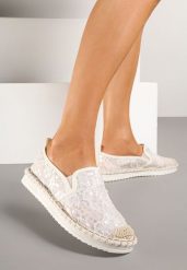 Beżowe Siateczkowe Espadryle z Cekinowym Zdobieniem Vivianoria. Brązowe espadryle damskie Renee, z aplikacjami, z jeansu, bez obcasa. Za 49.99 zł.