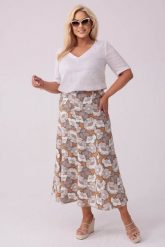 Lniana spódnica o długości MAXI PLUS SIZE OVERSIZE XXL. Spódnice damskie Moda Size Plus Iwanek, na co dzień, plus size, bez wzorów, ze lnu, eleganckie, maxi. W wyprzedaży za 69.90 zł.