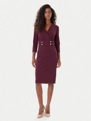 Rinascimento Sukienka koktajlowa CFC0126151003 Bordowy Slim Fit. Czerwone sukienki damskie Rinascimento, bez wzorów, z syntetyku, wizytowe, bez ramiączek. Za 579.99 zł.