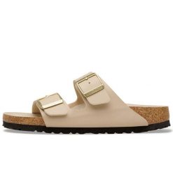 Sandały Birkenstock Arizona Birko Flor Damskie. Brązowe sandały damskie Birkenstock, bez wzorów, z materiału, bez obcasa, bez zapięcia. Za 667.15 zł.