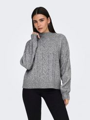 JDY Sweter w kolorze szarym rozmiar: XL. Szare swetry klasyczne damskie JDY, xl, ze splotem, bez kołnierzyka. Za 74.63 zł.