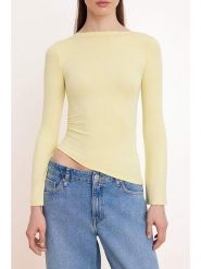 Trendyol Bluzka w kolorze żółtym rozmiar: XS. Żółte bluzki damskie Trendyol, xs, bez wzorów, z bawełny, z asymetrycznym kołnierzem, bez ramiączek. Za 39.99 zł.