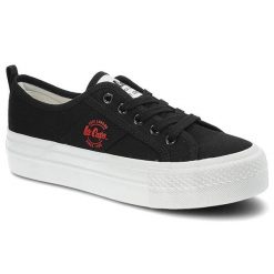 Czarne Trampki Lee Cooper Modne Buty Damskie. Czarne trampki damskie Lee Cooper, bez wzorów, z materiału, bez zapięcia. Za 99.00 zł.