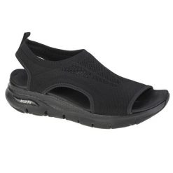 Sandały damskie, Skechers Arch Fit–City Catch. Czarne sandały damskie Skechers, bez wzorów, z materiału, bez obcasa, bez zapięcia. Za 372.00 zł.