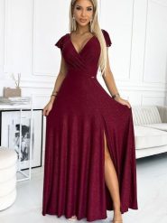Sukienka Model Crystal 411-8 Bordo - Numoco. Czerwone sukienki damskie NUMOCO, bez wzorów, z elastanu, wizytowe, bez ramiączek. Za 677.98 zł.