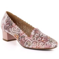 Półbuty damskie ażurowe na obcasie multikolor Potocki 26-12393. Półbuty damskie POTOCKI, w ażurowe wzory, z tkaniny, bez obcasa, na obcasie, bez zapięcia. Za 139.99 zł.
