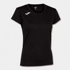 Koszulka do biegania damska Joma Record II z krótkim rękawem. Czarne bluzki damskie Joma, xl, bez wzorów, sportowe, bez kołnierzyka, bez ramiączek. Za 55.99 zł.