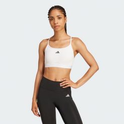 Biustonosz Aeroreact Training 3-Stripes. Białe biustonosze sportowe damskie Adidas, bez wzorów, z materiału. Za 149.00 zł.