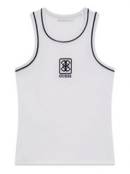 Guess Top J6GI11 K6YW4 Biały Regular Fit. Białe koszulki i t-shirty dziewczęce Guess, z aplikacjami, z bawełny, bez kołnierzyka, bez ramiączek. Za 73.99 zł.