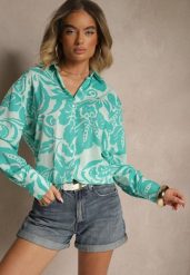 Niebieska Koszula Oversize w Kwiatowy Print Boinea. Niebieskie koszule damskie Renee, l, z aplikacjami, bez kołnierzyka, bez ramiączek. Za 44.99 zł.