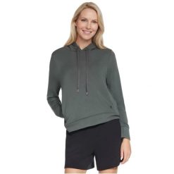 Bluza dresowa sportowa damska Cozy Luxe Hoodie. Zielone bluzy damskie Skechers, s, bez wzorów, z dresówki, bez kaptura. Za 219.99 zł.