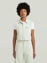 G-Star Kamizelka dżinsowa w kolorze kremowym rozmiar: M. Brązowe kamizelki damskie G-Star, m, bez wzorów, bez kaptura. Za 239.99 zł.