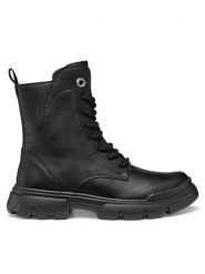 Geox Kozaki J Junette J56HVB 000BC C9999 S Czarny. Czarne kozaki dziewczęce Geox, bez wzorów, ze skóry, bez obcasa, bez zapięcia. Za 289.99 zł.