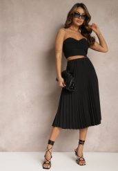 Czarna Spódnica Midi z Plisami High Waist Jasmira. Czarne spódnice damskie Renee, bez wzorów, midi. Za 74.99 zł.