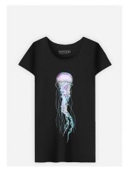 WOOOP Koszulka "Space Jelly" w kolorze czarnym rozmiar: S. Czarne koszulki damskie Wooop, s, bez wzorów, z bawełny, bez kołnierzyka, bez ramiączek. Za 56.99 zł.