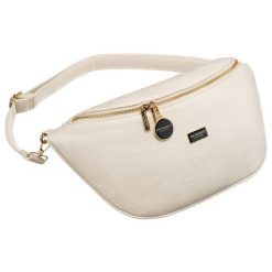 Miejska modna beżowa nerka damska na biodra lub przez ramię crossbody skóra ekologiczna Peterson. Brązowe nerki i saszetki damskie Peterson, z aplikacjami, ze skóry ekologicznej. Za 79.99 zł.