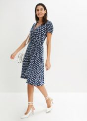 Sukienka z dżerseju z mieszanki wiskozy. Niebieskie sukienki damskie bonprix, bez wzorów, z dżerseju, bez ramiączek. Za 169.99 zł.