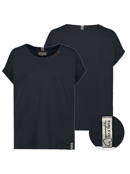 Sublevel Koszulka w kolorze granatowym rozmiar: S. Niebieskie koszulki damskie Sublevel, s, bez wzorów, z bawełny, bez kołnierzyka, bez ramiączek. Za 48.05 zł.