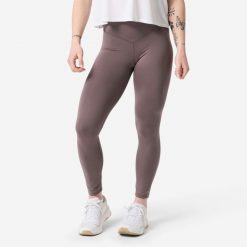 Legginsy do treningu siłowego damskie Domyos. Czarne legginsy damskie DOMYOS, l, bez wzorów, z materiału. Za 149.99 zł.