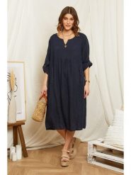 Rodier Lin Lniana sukienka w kolorze granatowym rozmiar: XL/XXL. Niebieskie sukienki damskie Rodier Lin, bez wzorów, ze lnu, bez ramiączek. Za 184.89 zł.