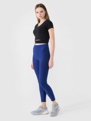 4F Legginsy dzianinowe damskie - granatowe L. Niebieskie legginsy damskie 4F, l, bez wzorów, z dzianiny. W wyprzedaży za 99.99 zł.