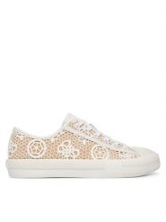 Guess Trampki FLJCR2 FAP12 Biały. Białe trampki damskie Guess, z aplikacjami, z materiału, bez zapięcia. Za 419.99 zł.
