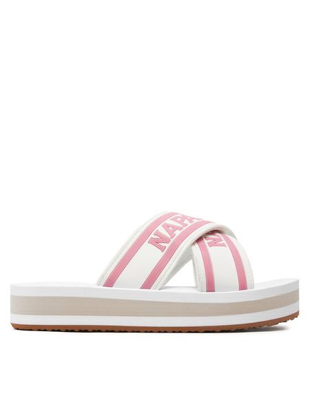 Napapijri Klapki NP0A4I8K Biały. Białe klapki damskie Napapijri, bez wzorów, z syntetyku, bez obcasa, bez zapięcia. Za 259.99 zł.