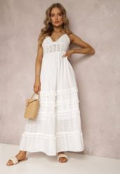 Biała Sukienka Eidameia. Białe sukienki damskie Renee, bez wzorów, z koronki, boho, bez ramiączek. W wyprzedaży za 187.99 zł.