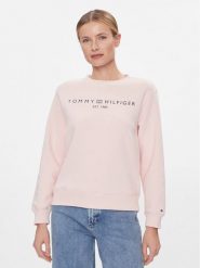 Tommy Hilfiger Bluza Logo WW0WW39791 Różowy Regular Fit. Czerwone bluzy damskie Tommy Hilfiger, xs, bez wzorów, z bawełny, bez kaptura. Za 259.99 zł.