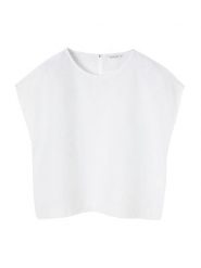 TATUUM Bluzka "Kriko" w kolorze białym rozmiar: XL. Białe bluzki damskie TATUUM, xl, bez wzorów, ze lnu, bez kołnierzyka, bez ramiączek. Za 148.96 zł.