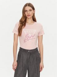 Guess T-Shirt W5GI05 I3Z14 Różowy Regular Fit. Czerwone t-shirty damskie Guess, l, z aplikacjami, z bawełny, bez kołnierzyka. Za 109.99 zł.
