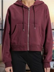 Bluza z kapturem z zapięciem - czerwony. Czerwone bluzy damskie Sinsay, l, bez wzorów, z kapturem. W wyprzedaży za 27.99 zł.
