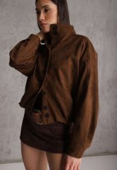 Brązowa Kurtka Bomber Jacket Ozdobiona Guzikami Quilimi. Brązowe kurtki damskie Renee, l, bez wzorów, bez kaptura. Za 199.99 zł.