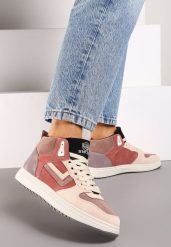 Różowe Sneakersy Alcothee. Czerwone obuwie sportowe damskie Born2be, z jeansu, bez zapięcia. Za 49.99 zł.