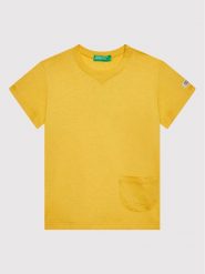 United Colors Of Benetton T-Shirt 3I1XG100M Żółty Regular Fit. Żółte t-shirty i koszulki chłopięce United Colors Of Benetton, bez wzorów, z bawełny, bez kołnierzyka, bez ramiączek. Za 49.99 zł.