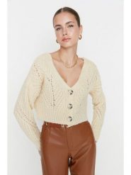 Trendyol Kardigan w kolorze żółtym rozmiar: M. Żółte kardigany damskie Trendyol, m, bez wzorów, ze splotem. Za 65.99 zł.